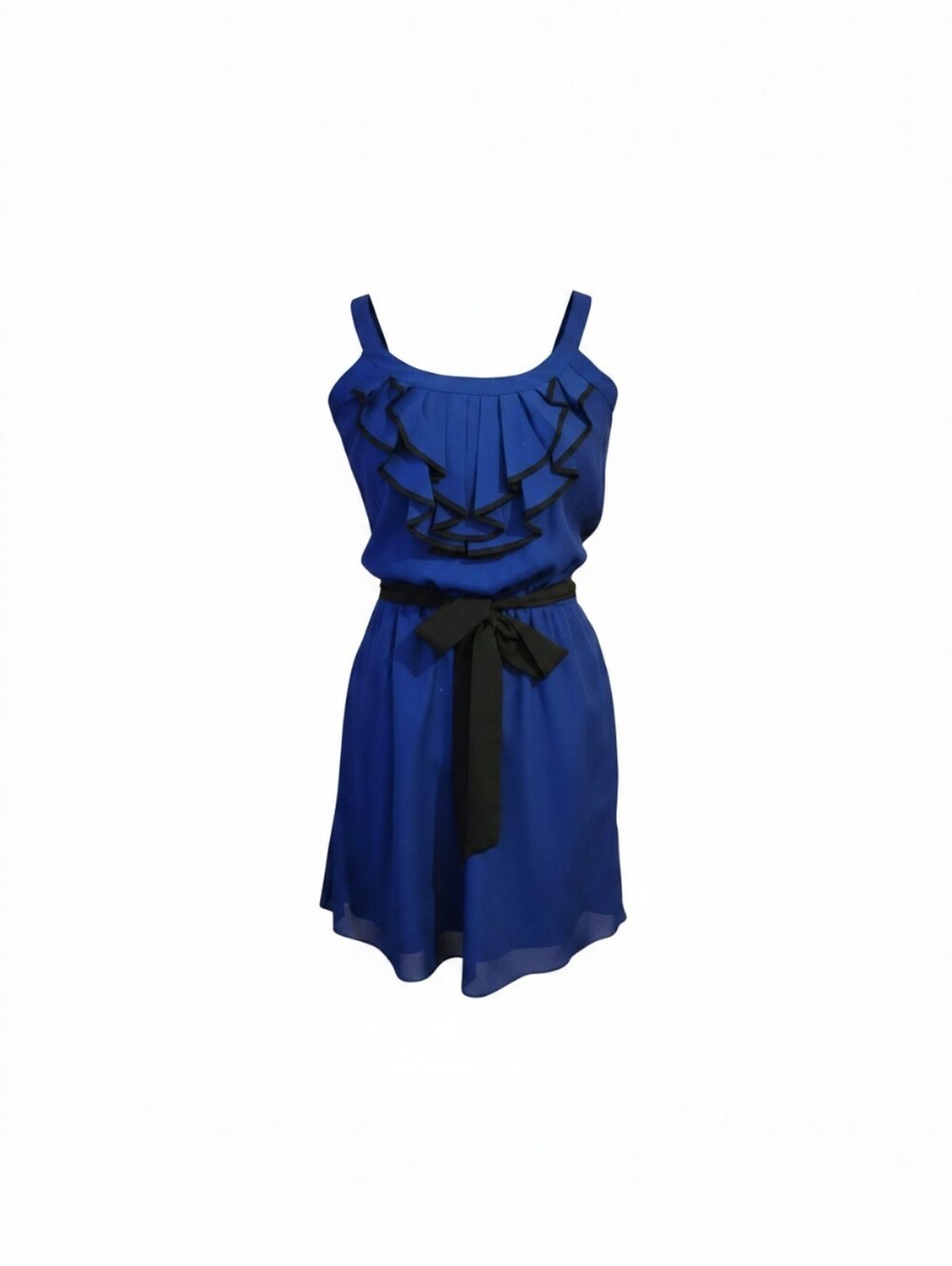 Express Sleeveless Ruffle Mini Dress XS Royal Blue Elastic Waist, Pockets, EUC